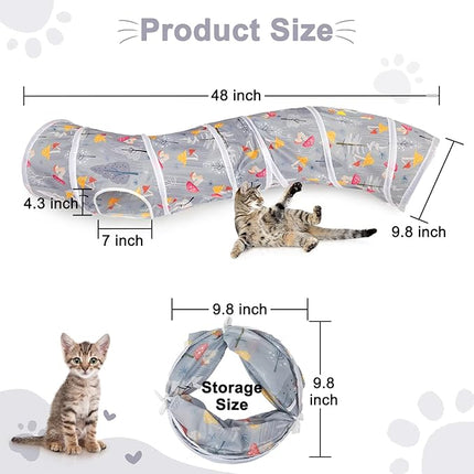 Glittme Cat Tunnel, Cat Tunnels for Indoor Cats, S-Shape Peekaboo Cat Cave with Cat Toys, Foldable Cat Tubes and Tunnels for Cats, Rabbit, Puppy, Guinea Pig