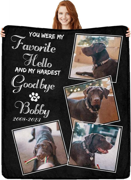 Artsadd Dog and Cat Memorial Gifts, Pet Loss Memorial Blanket, Custom Dog Blanket, Personalized Dog Remembrance Gifts, Loss of Dog or Cat Remembrance Sympathy Grief Condolence Bereavement Gifts