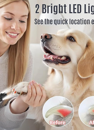 Casfuy New 6-Speed Dog Nail Grinder - 50% More Power Dog Nail Trimmers with 2 LED Lights Quiet 7h Running Time Electric Pet Nail Grinder File Toenail Grinder for Large Medium Small Dogs & Cats (DB)