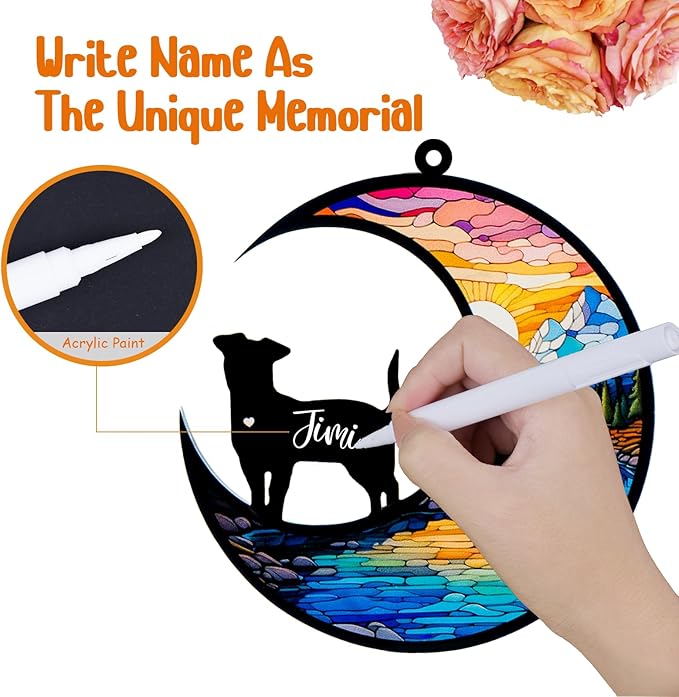 Dog Memorial Suncatcher,Pet Sympathy Gifts,Dog Memorial Gifts for Loss of Dog,Personalized Dog Pass Away Gifts with Name Date for Pet Lovers