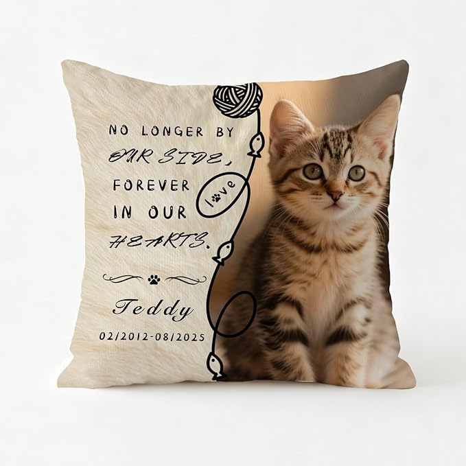 Personalized Pet Memorial Throw Pillow with Photo, Custom Pet Memorial Gifts for Dogs Cats, Loss of Dog Sympathy Gift Dog Bereavement Remembrance Picture Pillow