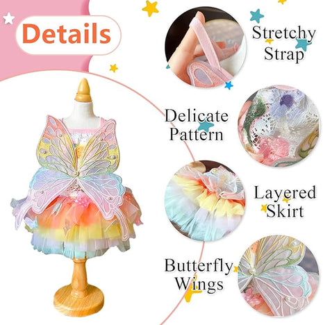 Cat/Small Dog Pretty Fairy Costume Clothing - Cute Dress Outfit for Spring Halloween Christmas Girl Party (2XL)
