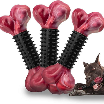 Apasiri Dog Toys for Aggressive Chewers with Bacon Flavor: 3-Pack Dog Bones for Large Dogs, 8" Chew Toys Long-Lasting, Tough Nylon & Rubber Dogs Toys