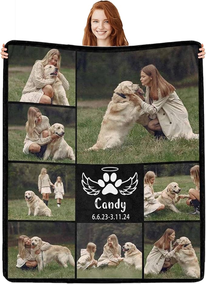 Artsadd Dog and Cat Memorial Gifts, Pet Loss Memorial Blanket, Custom Dog Blanket, Personalized Pet Remembrance Gifts, Loss of Pet or Cat Remembrance Sympathy Grief Condolence Bereavement Gifts