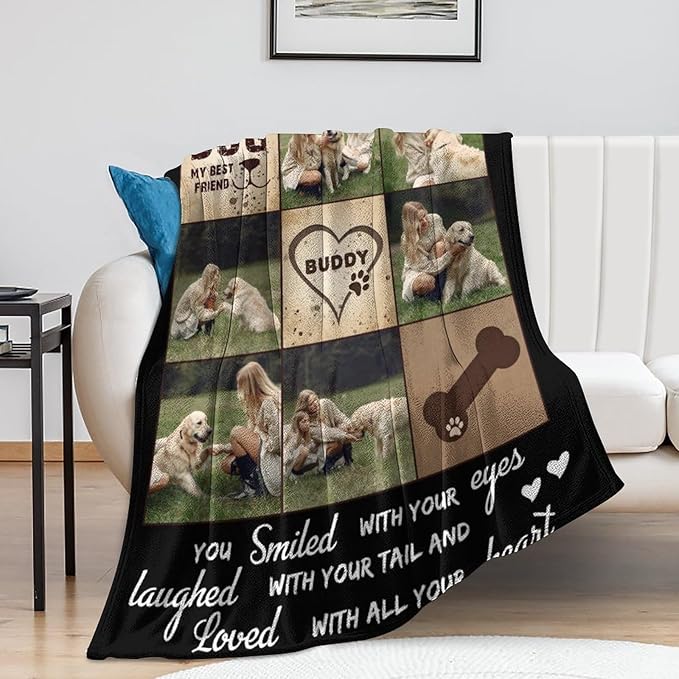 Artsadd Dog and Cat Memorial Gifts, Pet Loss Memorial Blanket, Custom Dog Blanket, Personalized Pet Remembrance Gifts, Loss of Pet or Cat Remembrance Sympathy Grief Condolence Bereavement Gifts
