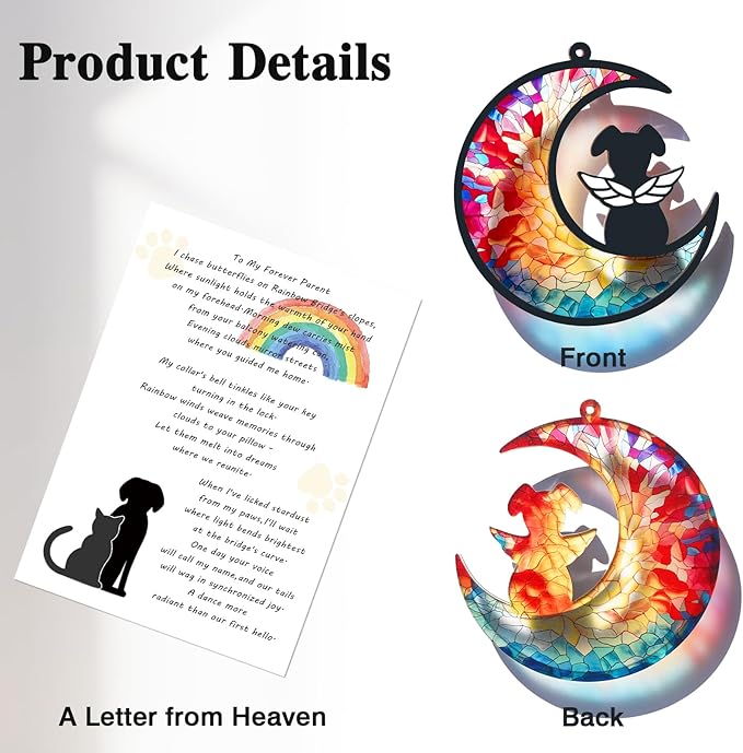 Dog Memorial Suncatcher, Dog Memorial Gifts for Loss of Dogs, Custom with Name Date Pet Sympathy Gifts for Grief Puppy Lovers, Personalized Pet Remembrance Ornaments for Window Hanging