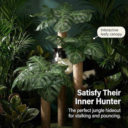 31.5Inch Cat Scratching Post,Cat Scratcher Tree with 3 Scratching Poles & 2 Interactive Dangling Balls,Cats Scratching Posts for Indoor Kitten & Adult Cats