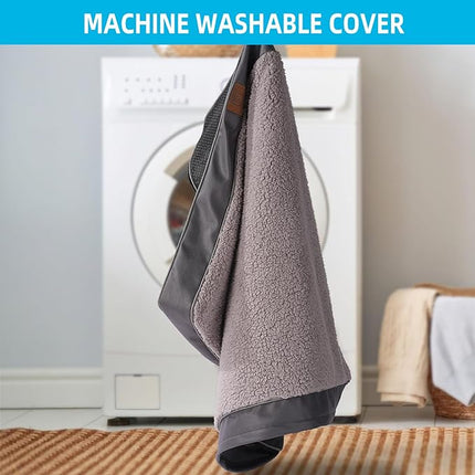 Sunheir Orthopedic Dog Bed for Large Dogs - Big Waterproof Dog Crate Bed with Removable Washable Cover, Egg Crate Foam Support, Anti-Slip Bottom, Deluxe Plush Pet Bed Mat (Grey)