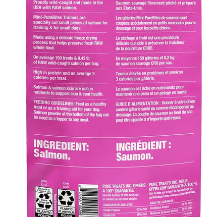 PureBites Mini Salmon Freeze Dried Dog Treats, 1 Ingredient, Made in USA, 1.7oz