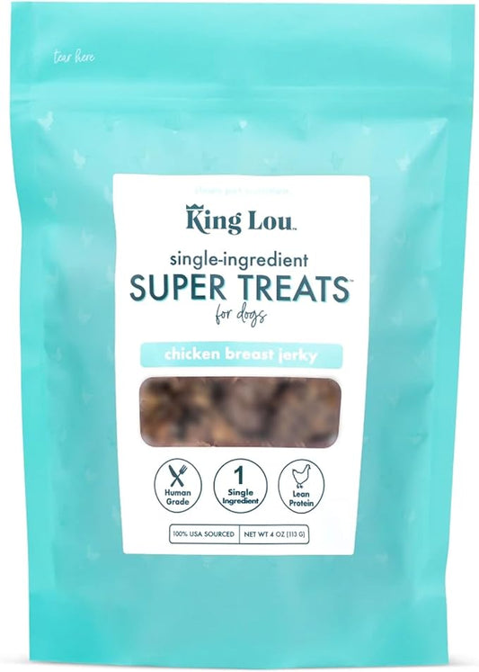 King Lou Pets - Chicken Breast Jerky for Dogs - USA-Made Dehydrated Chicken Dog Treats - 1 lb Fresh Breast Prior to Dehydration