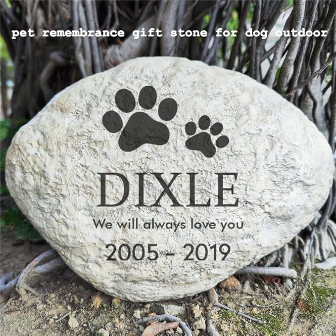 Personalized Dog Pet Memorial Stones Loss Stones - Engraved Name and Dates Pet Dog Garden Stones Grave Markers Headstones, Sympathy Pet Dog Memorial Gifts Loss Gifts Outdoor - 11"×8"