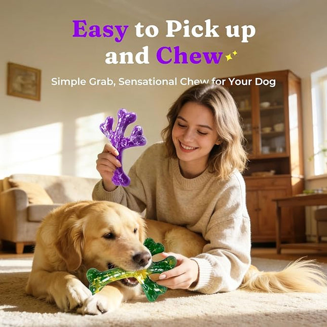 Dog Toys for Aggressive Chewers - 2 Pack Beef Bacon Flavor Tough Dogs Chew Toys, Indestructible Toy for Medium Large Dogs Gift