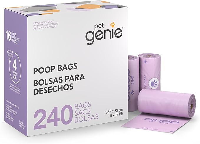 Dog Poop Bags Rolls Scented, Extra Strong & Leak-Proof for Dogs, Lavender Scented, Easy Tear Pet Waste Bags, Made from 65% Recycled Plastic, 16 Rolls (240 Count)