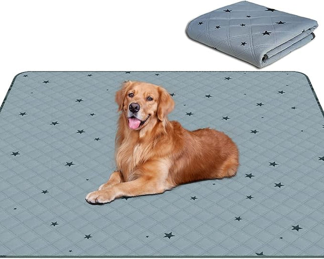 RIOUSSI Washable Pee Pads for Dogs, Reusable, Absorbent, Leakproof, Non Slip Pet Puppy Pads for Potty Training. Gray Stars, 48x65 Inch(1pack)