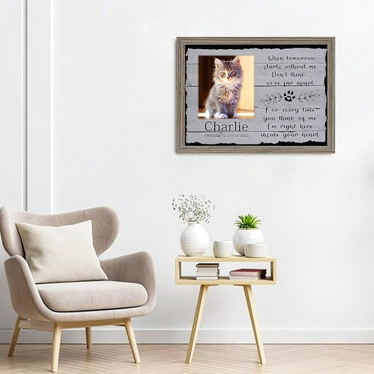 Custom Pet Sympathy Gift for Dog Cat Lovers, Dog Memorial Gifts for Loss of Dog Cat, Personalized Pet Memorial Canvas with Photo, Customized Wall Art Home Decor with Name and Text