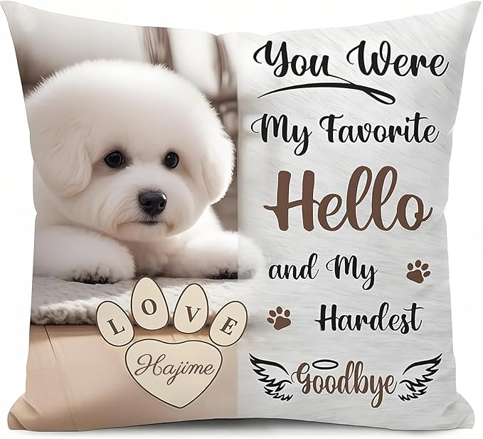 Personalized Pet Memorial Throw Pillow with Picture Dog Memorial Gifts for Dogs Loss of Dog Sympathy Gift Dog Bereavement Remembrance Picture Pillow (Style D)