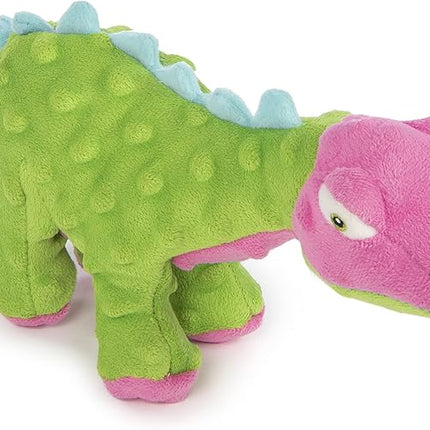 goDog Dinos Spike Squeaky Plush Dog Toy, Chew Guard Technology - Green, Small