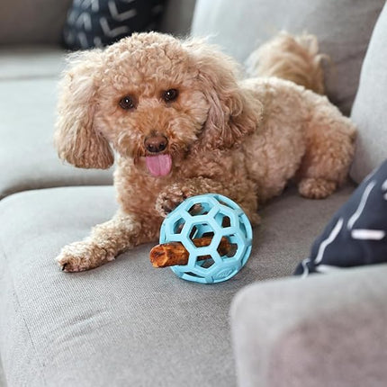 JW Pet HOL-ee Roller™, Dog Toy Puzzle Ball, Natural Rubber, Medium (4.5” Inch Diameter), Blue