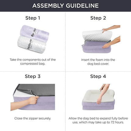 Bedsure Orthopedic Dog Beds Large Sized Dog - Washable Large Dog Cat Bed Waterproof, Comfort Dogs Couch Sofa with Washable Removable Cover, Pet Bed with Nonskid Bottom, Lavender, 35"