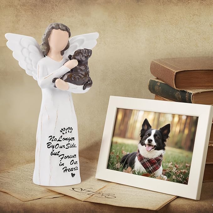Loss of Dog Sympathy Gift, Dog Memorial Gifts, Angel Figurine, Remembrance Keepsake, Pet Sympathy (Brown-S Size)