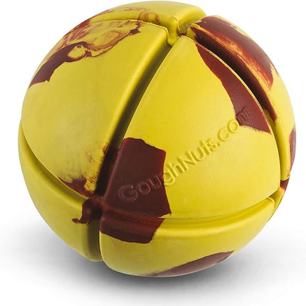 Goughnuts – Virtually Indestructible Ball - Guaranteed Dog Chew Toys for Aggressive Chewers Like Pit Bulls, German Shepherds, and Labs from 30-70 Pounds - Tough and Durable Natural Rubber - Yellow