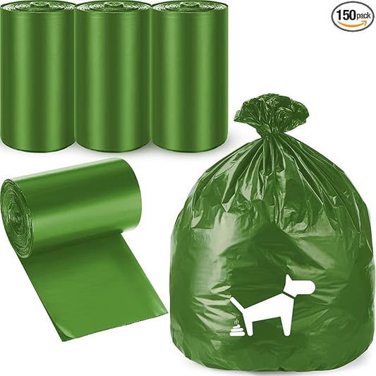 150 Pcs Dog Waste Bags Dog Poop Large Leak Proof Bags 26"x 33" pet Waste Station Can Liners Heavy Duty Pet trash Bin Liner Bag for Walking Poop Station Dispensers, 3 Rolls of 50(Green)