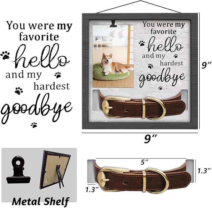 Pet Memorial Frames for Loss of Dog, in Memory of Dog or Cat Passing Away, Pet Collar Keepsake Frame, Wall Mount or Tabletop Remembrance Gifts