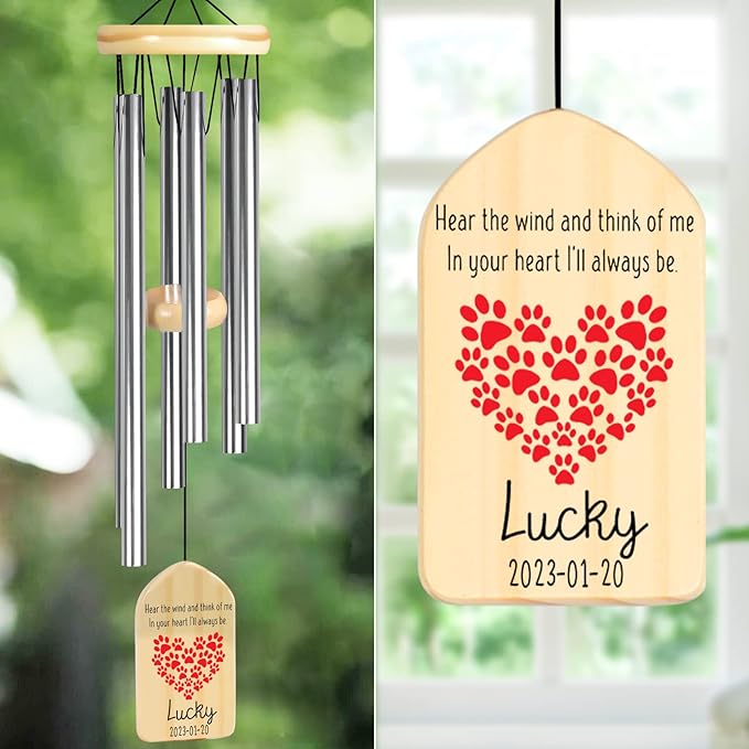 Pet Memorial Gifts, Personalized Pet Memorial Wind Chimes, Pet Loss Gifts, Loss of Pet Sympathy Gift, Bereavement Gifts for Loss of Pet, Pet Remembrance Gift