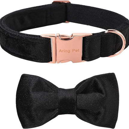 ARING PET Bowtie Dog Collar,Velvet Dog Collars with Removable Bowtie, Adjustable Bowtie Collar for Girl and Boy Dogs.