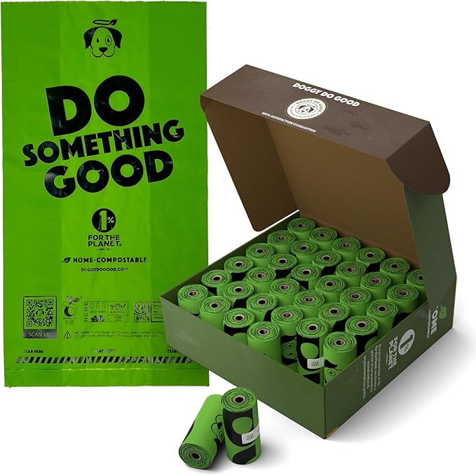 Doggy Do Good Poop Bags for Dogs (360Ct), Easy Open Dog Poop Bags Rolls, Certified Home Compostable
