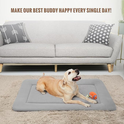 Magic Dog Extra Large Dog Bed Soft Dog Crate Pad Dog Mat, Jumbo 48 Inches Machine Washable Pet Bed Kennel Pad with Non-Slip Bottom, Gray