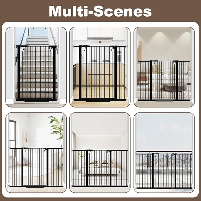 40.55" Extra Tall Baby Gate, 49.2-54.7 in Wide, No Drilling, Pressure Mounted Child Safety Gate with Door, Black