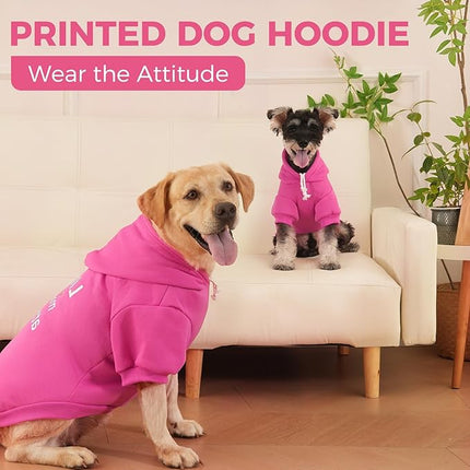 BINGPET Little Miss Attitude Dog Sweater with Hood and Leash Hole,Warm Fleece Dog Hoodie & Winter Coat for Small to Large Dogs,Cold Weather Pet Clothes(X-Large)