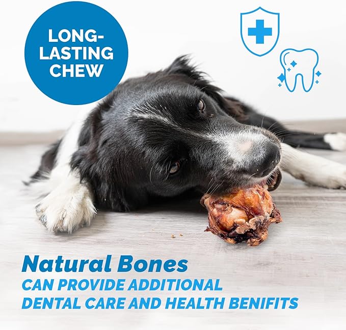 123 Treats Meaty Dog Bones, 100% Natural Knee Cap Beef Bone Dog Treats, No Additives, Made from Premium USA Grass Fed Beef, Tasty Long Lasting Chews for Dogs, Improve Oral Health, Pack of 3