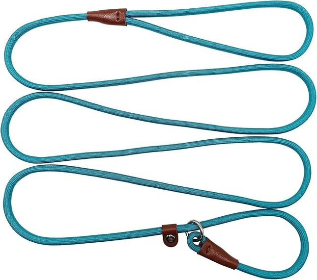 BTINESFUL 7FT Slip Lead Dog Leash, Strong Nylon Rope Leash, 1/4 inch Diam Dog Training Lead for Small Medium Large Dogs, Misty Blue