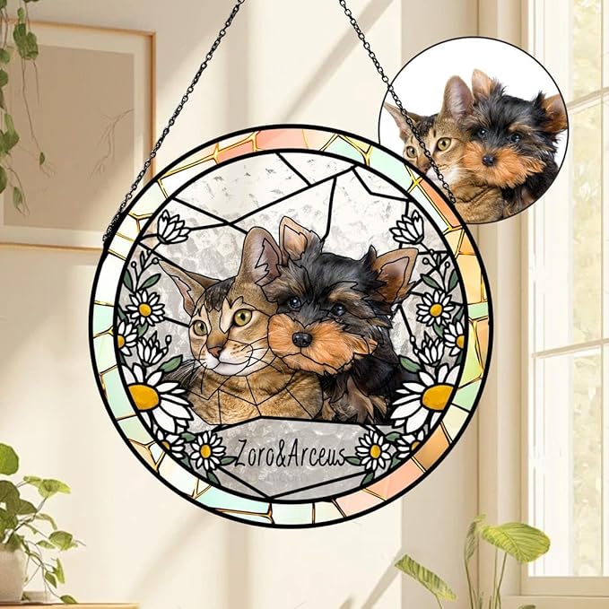Custom Dog Portrait Stained Glass Light Catcher, Pet Memorial Stained Glass Photo Light Catcher, Staineds Glass Dog Memorial, Loss of Dogs Sympathy Gift Personalized, Pet Loss Gift /3