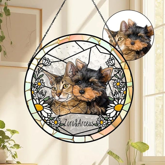 Custom Dog Portrait Stained Glass Light Catcher, Pet Memorial Stained Glass Photo Light Catcher, Staineds Glass Dog Memorial, Loss of Dogs Sympathy Gift Personalized, Pet Loss Gift /3