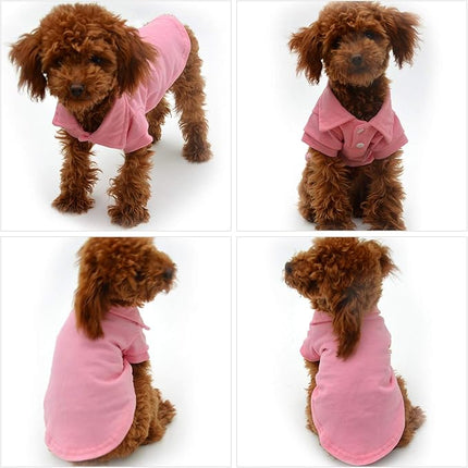 lovelonglong Basic Dog Polo Shirts Premium Cotton, Polo T-Shirts for Large Medium Small Dogs with a Two-Button Collar Blank Color Pink XXL