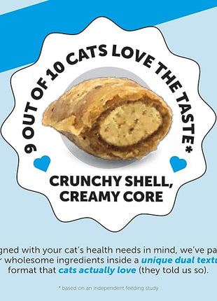 Cat Skin & Coat Health Crunchy & Creamy Chews - Omegas, Vitamin C + E, Biotin Supplement, Soothes Skin and Promotes Shiny Coat, Cat Supplements & Vitamins - Chicken (30-Day Supply)