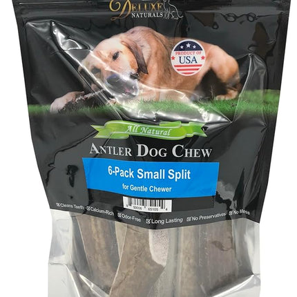 6-Pack Small Split Elk Antler Dog Chews (5 to 6.5+ in) – All Natural, Premium Grade A, Odor-Free, USA-Sourced – Long-Lasting Dental Treats for Toy and Small Dogs Under 15 lbs