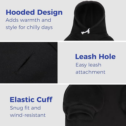 BINGPET Security USA Dog Sweater with Hood and Leash Hole,Warm Fleece Dog Hoodie & Winter Coat for Small to Large Dogs,Cold Weather Pet Clothes(Large)