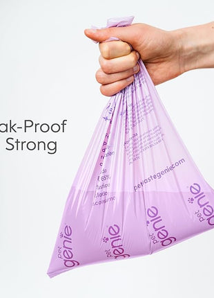 On-the-Go Dog Poop Bag Dispenser for Leash - Compact & Easy to Use Device for Pet Supplies with 2-Point Secure Attachment, Includes 1 Roll (15 count) of Scented Poop Bags, (Lavender Scent)