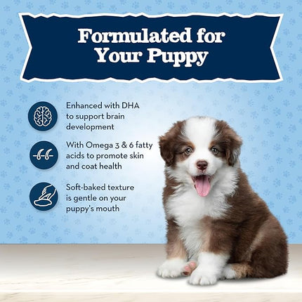 Blue Buffalo Baby Blue Soft Biscuits with DHA, Natural Dog Treats for Puppies, Great for Training, with Chicken & Carrots, 8-oz Bag