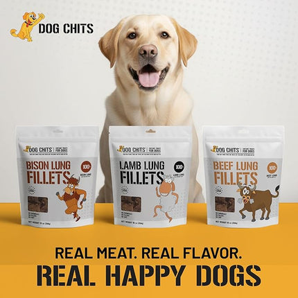 Dog Chits Bison Lung Fillets for Dogs – All-Natural, High Protein Single Ingredient Dog Treats Bison Lung Dog Treats – Grain-Free, Low-Fat – Safe with Sensitive Stomachs – 6 oz