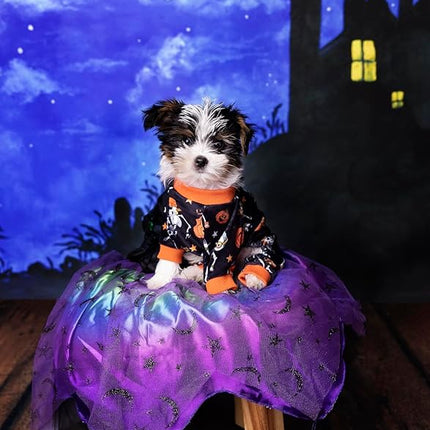 Fitwarm Halloween Skeleton Dog Costume Lightweight Velvet Pajamas Pet Clothes Doggie PJS Puppy Onesie Doggy Outfits Cat Jumpsuits Black Large