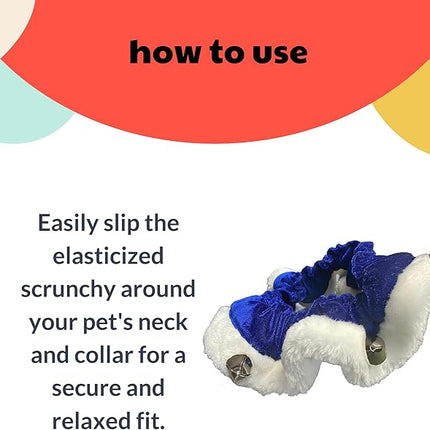 Huxley & Kent Ruff Pet Scrunchy | Hanukkah (Medium) | Festive Christmas/Holiday Neckwear for Dogs/Cats | Fun Stretchable Costume Accessory | Soft Collar with Bells