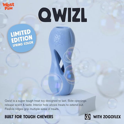 WEST PAW Zogoflex Qwizl Dog Puzzle Treat Toy – Interactive Chewing for Dogs – Dispenses Pet Treats – Brightly-Colored Dog Enrichment Toy for Aggressive Chewers, Fetch, Catch, Large 6.5", Periwinkle