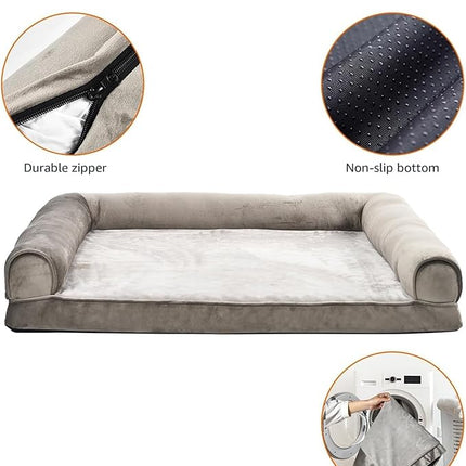 Amazon Basics Dog Bed with Cooling Gel Memory Foam, Pressure-Relief Support for Dogs up to 55lbs, Non-Slip Bottom, Machine Washable Cover, Large Sized (36" x 27"), Taupe