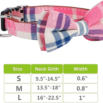 Faleela Soft &Comfy Bowtie Dog Collar,Detachable and Adjustable Bow Tie Collar,for Small Medium Large Pet (Large(Pack of 1), Pink)