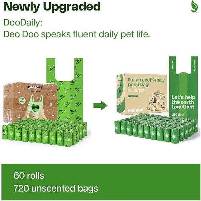 Dog Poop Bags with Handles Large Size 60 Rolls 720 Counts Big Sizes Leak Proof and Extra Thick Waste Bags Refill Rolls for Walking Medium Large Dogs Cats Litter Unscented